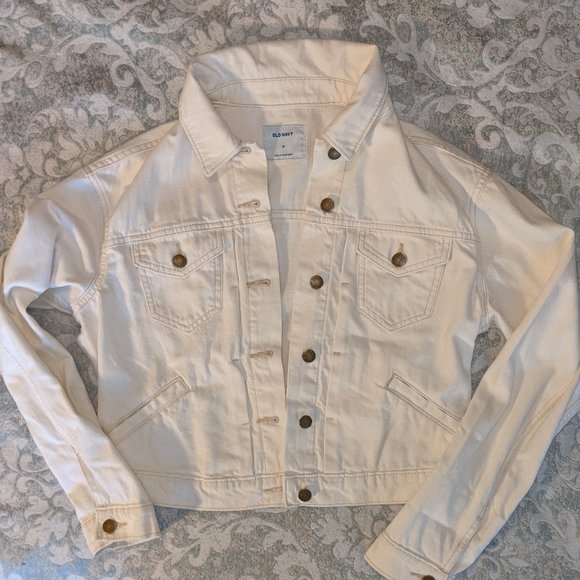 Old Navy White Cropped Jean Jacket - Picture 2 of 5
